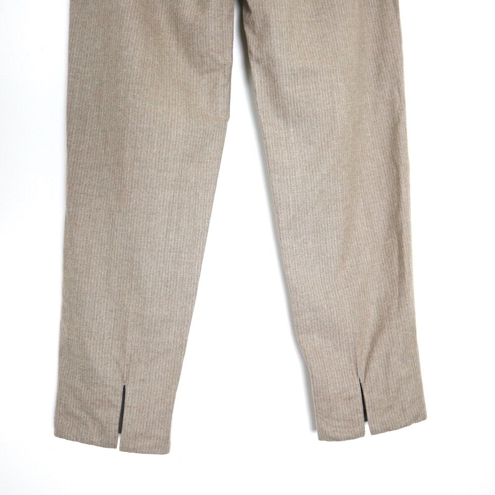 Piazza Sempione Audrey Wool Blend Capri Pant Camel Pinstripe Flat Front - Picture 9 of 12